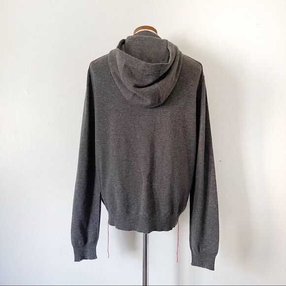 Helmut Lang Gray Full Zip Hooded cardigan 100% Cashmere preowned size Medium - Picture 4 of 7